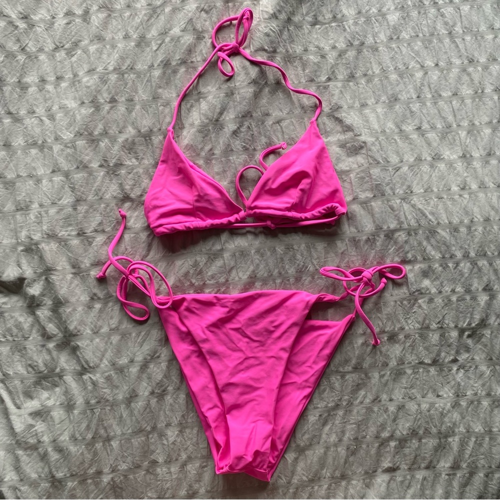 Shein Neon Pink String Bikini Set